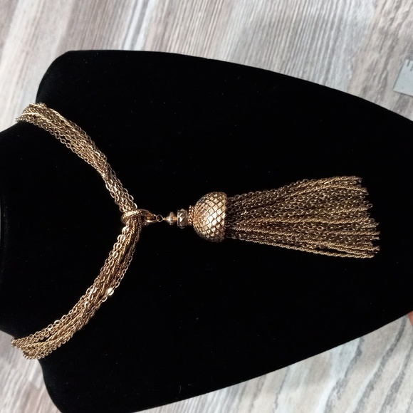 Vintage Necklace Multi Chain And Tassel Golden Necklace - Picture 5 of 7
